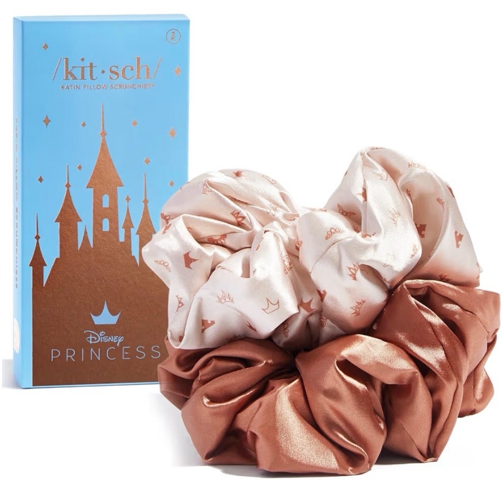 Kitsch Satin Hair Scrunchie & Heatless Curlers Set - Rose Gold & Champagne